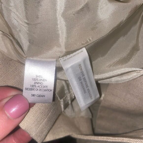 NWT LOFT Ann Taylor Blazer Jacket Women’s 14 Linen Lined Belt Two Snap Buttons - Picture 6 of 11